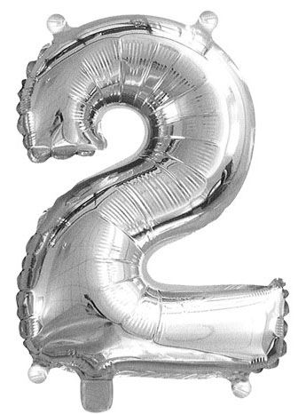 Balón stříbrný číslo 2, 76 cm