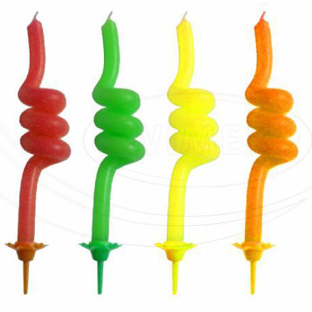 Spirálové svíčky se stojánkem 85 mm, 4 ks, mix barev