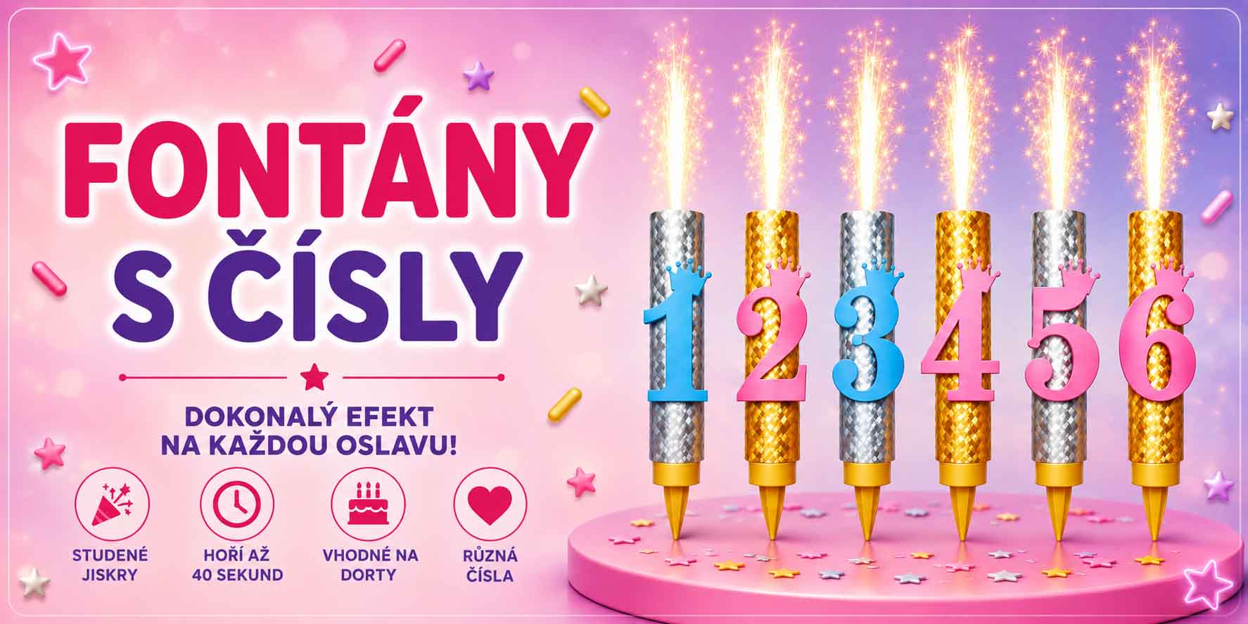 Dortové fontány s číslem