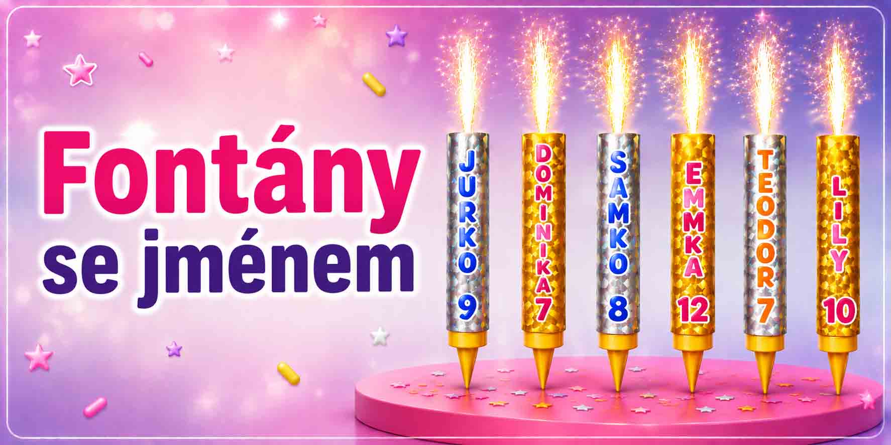 Dortové fontány se jménem