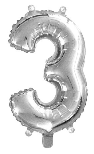 Balón stříbrný číslo 3, 76 cm