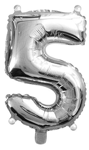 Balón stříbrný číslo 5, 76 cm