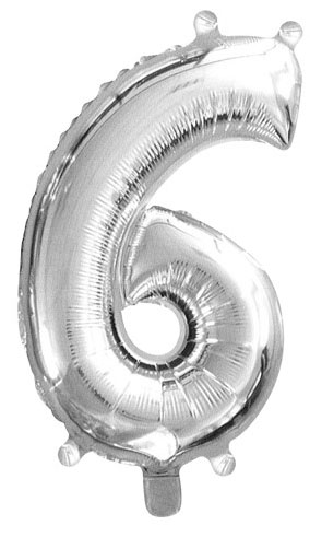 Balón stříbrný číslo 6, 76 cm