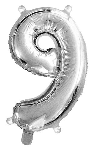 Balón stříbrný číslo 9, 76 cm