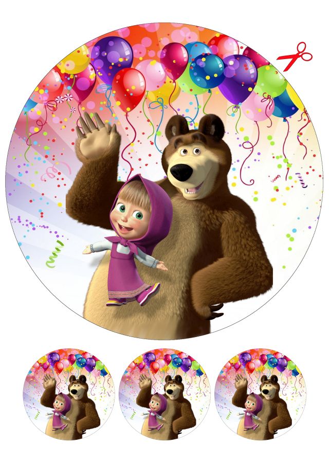 Máša a Medvěd  jedlý obrázek na dort