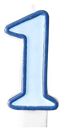 Svíčka modrá číslo 1, výška 75mm