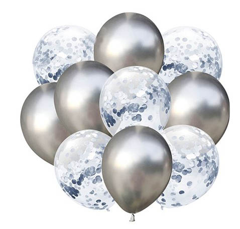 Balóny - Party, sada 10 ks, 30 cm, stříbrná