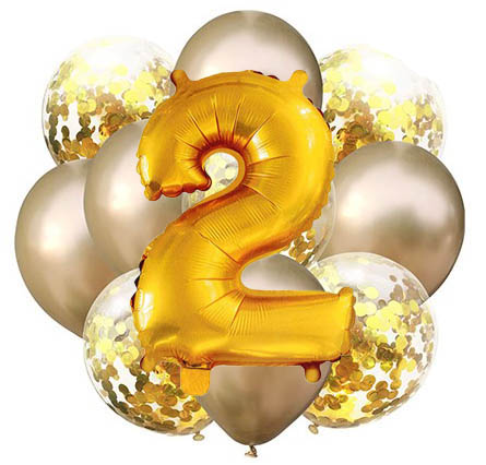 Balóny - Party, sada zlatá, 11 ks s číslem 2