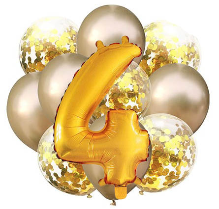 Balóny - Party, sada zlatá, 11 ks s číslem 4