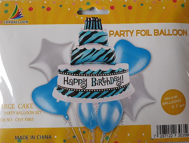Balóny sada DORT HAPPY BIRTHDAY MODRÁ 7ks
