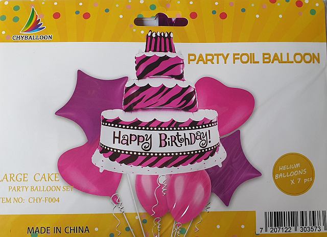 Balóny sada DORT  HAPPY BIRTHDAY RŮŽOVÁ 7ks