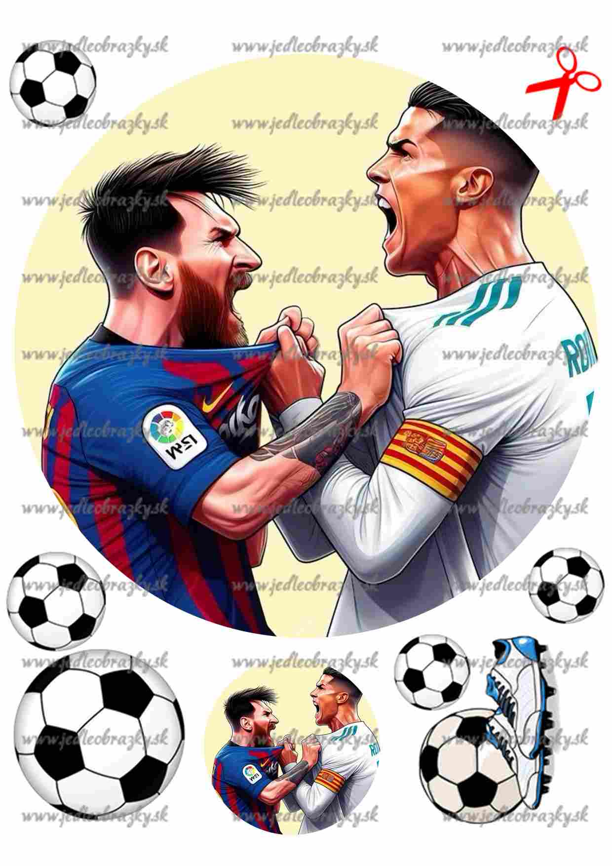 Ronaldo a Messi jedlý obrázek na dort