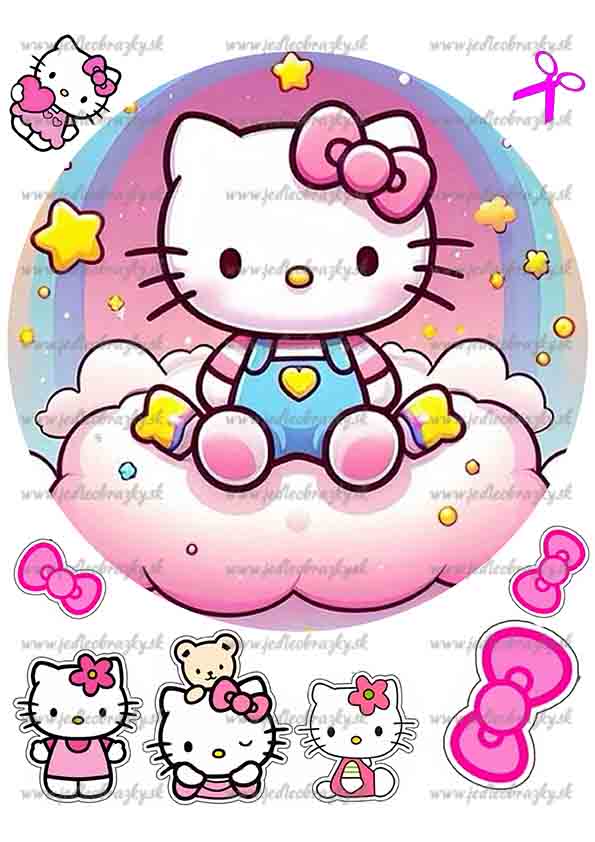Hello Kitty jedlý obrázek – růžový obláček