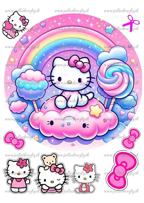 Hello Kitty jedlý obrázek – na obláčku