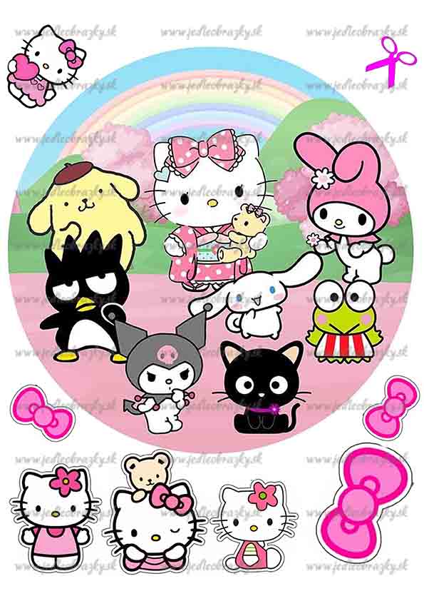 Hello Kitty jedlý obrázek – se Sanrio kamarády
