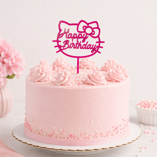 Hello Kitty zápich na dort – Happy Birthday, 17 cm
