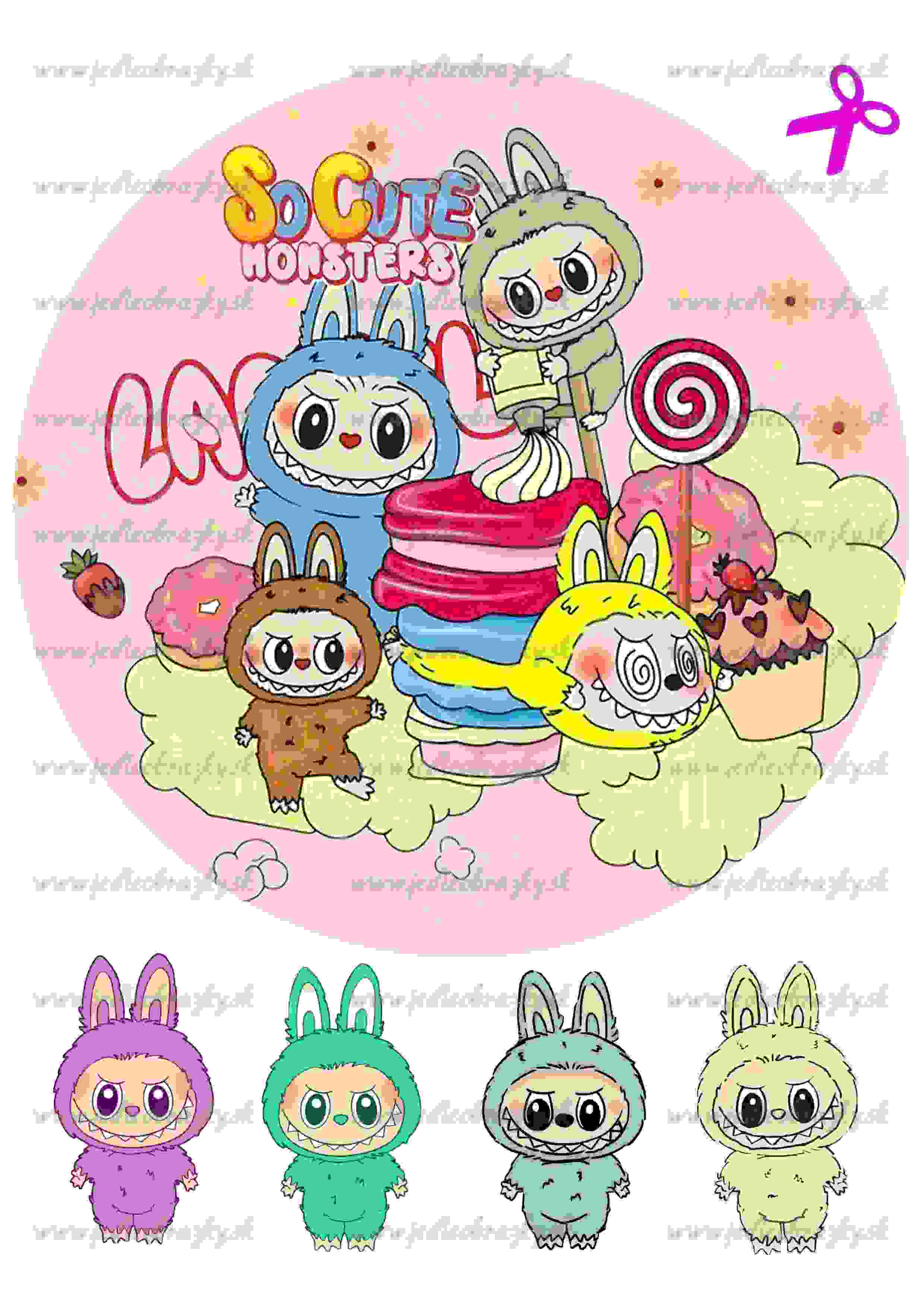 Jedlý obrázek Labubu – So Cute Monsters + postavičky