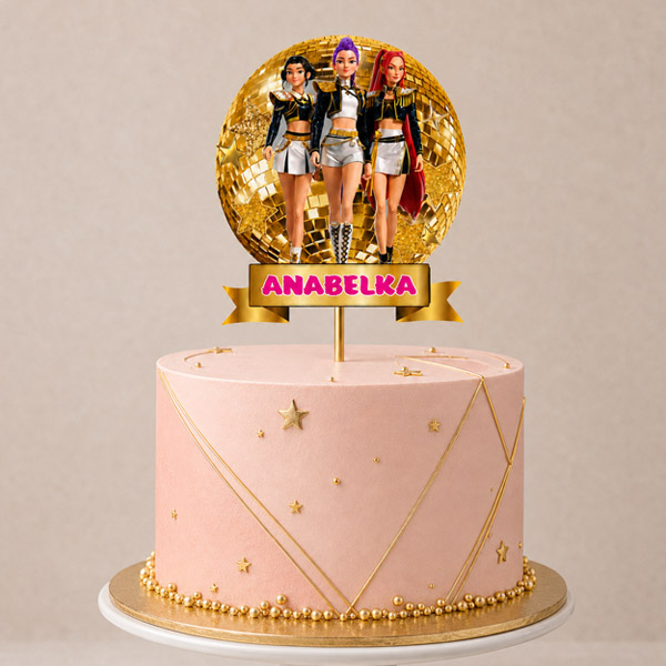 K-Pop GOLD – zlatý papírový zápich na dort se jménem