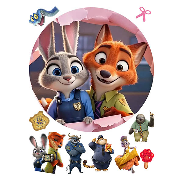 Zootopia – Zootropolis jedlý obrázek – Judy a Nick s kamarády