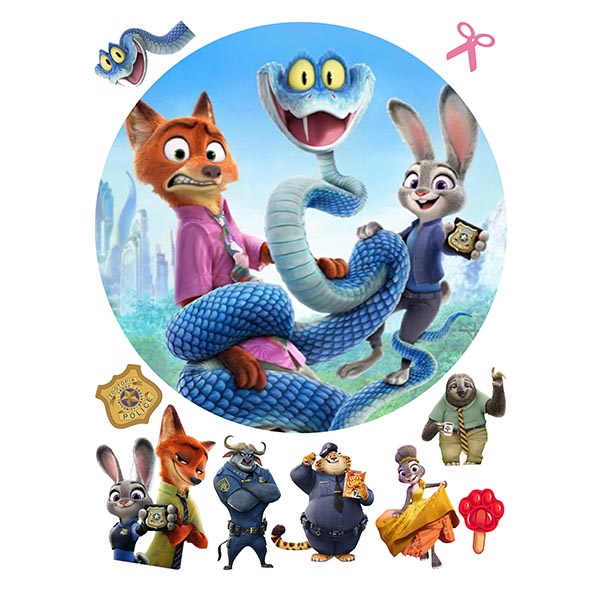 Zootopia – Zootropolis jedlý obrázek – Judy, Nick a modrý had Gary