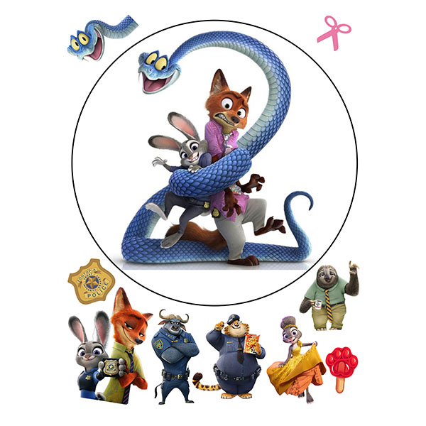 Zootopia – Zootropolis jedlý obrázek – Judy a Nick v objetí hada Garyho