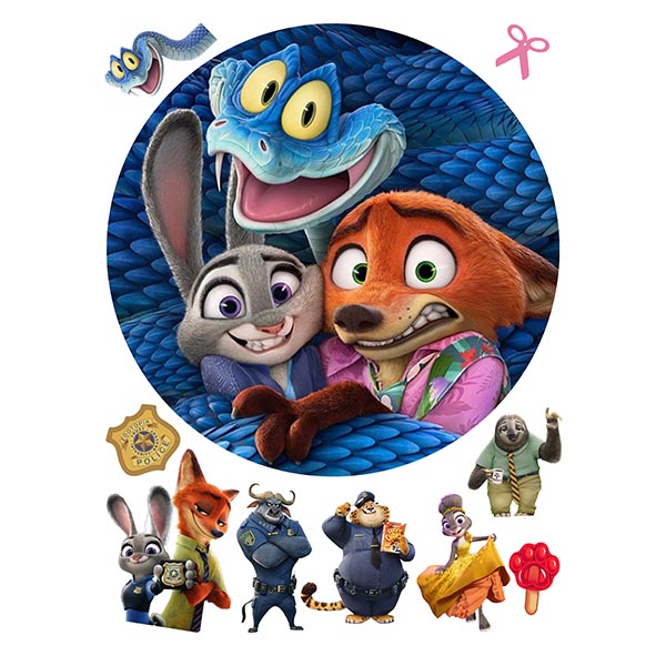 Zootopia – Zootropolis jedlý obrázek – Judy, Nick a veselý had Gary
