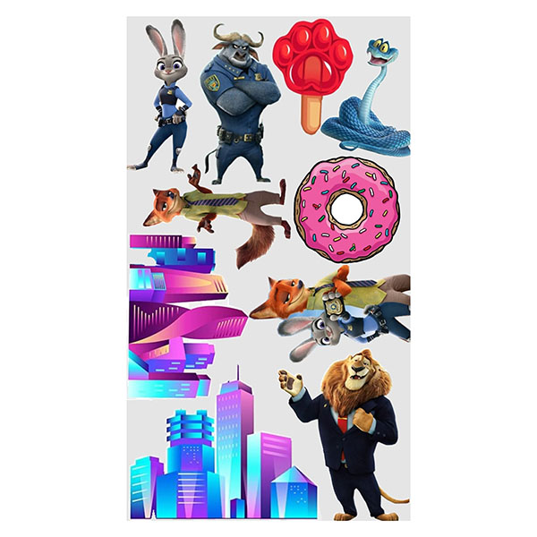Zootopia – Zootropolis jedlý obrázek – barevné město a postavičky